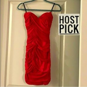 Bebe Red Strapless Mini Dress